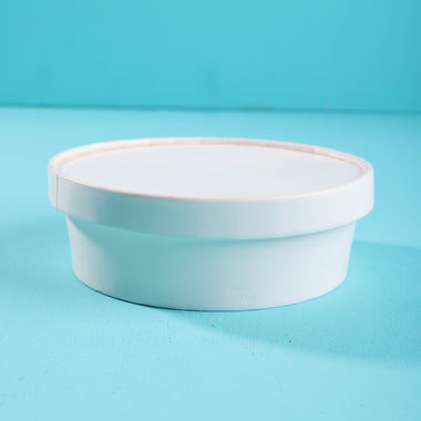 White Flat Paper Bowl with Lid - Pack of 100