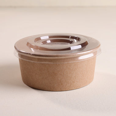 Kraft Paper Food Container with Transparent PET Lid- Pack of 100