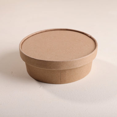 Kraft Paper Flat Bowl with Lid - Pack of 100