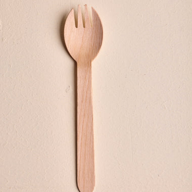 140mm Wooden Spork - Pack of 100