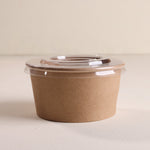 Kraft Paper Food Container with Transparent PET Lid- Pack of 100