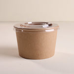 Kraft Paper Food Container with Transparent PET Lid- Pack of 100